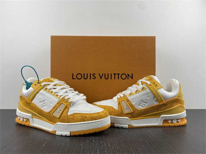 Luis Vitton Trainer Yellow Monogram Denim White 1A9JHB